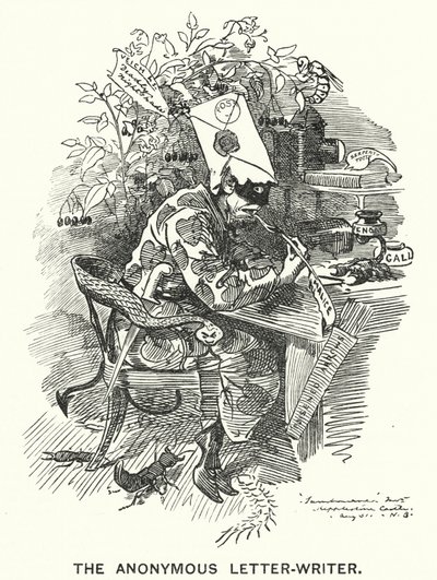 Soco cartoon: O Escritor de Carta Anônimo (gravura) de English School