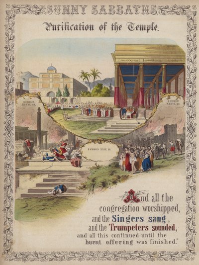 Purificação do Templo (gravura colorida) de English School