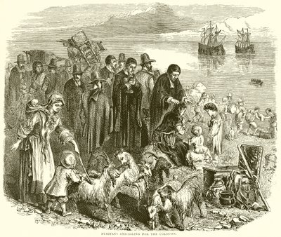 Puritanos Embarcando para as Colônias de English School