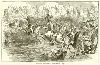 Perseguindo os rebeldes de Deli, 1857 de English School