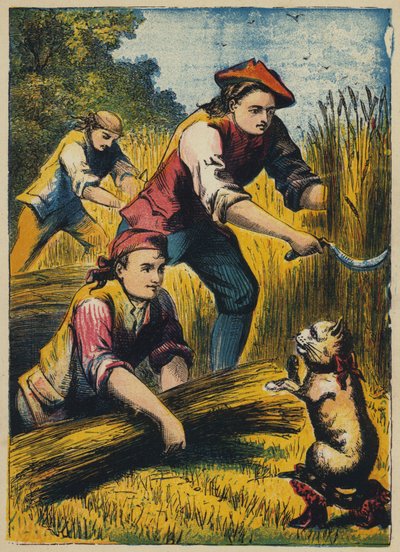 O Gato Ameaça os Ceifeiros (litografia a cores) de English School