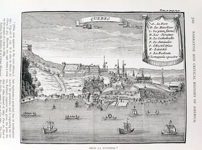 Quebec, depois de La Potherie (1663-1736), ilustração do Volume IV de "Narrativa e História Crítica da América", 1886 de English School