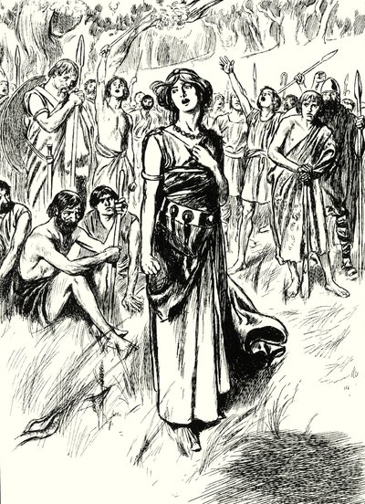 A rainha Boadicea e os seus soldados (litografia) de English School
