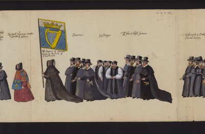 Procissão Funerária da Rainha Elizabeth I (gravura colorida) de English School