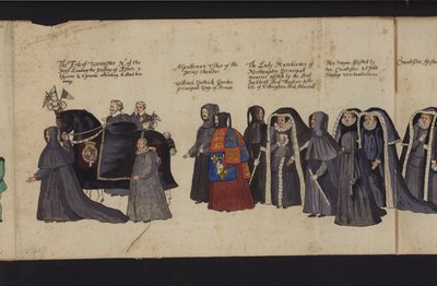 Procissão Funerária da Rainha Elizabeth I (gravura colorida) de English School
