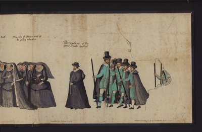 Procissão Funerária da Rainha Elizabeth I (gravura colorida) de English School