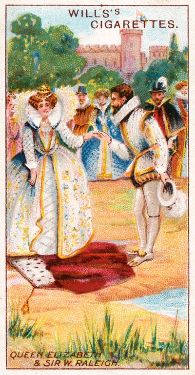 Rainha Elizabeth e Sir Walter Raleigh de English School