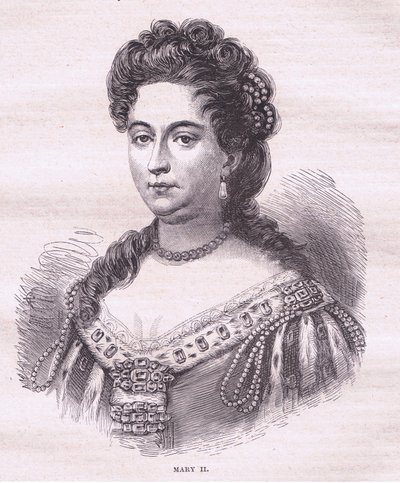 Rainha Maria II de Inglaterra (litografia) de English School