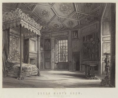 Quarto da Rainha Maria, Palácio de Holyrood (gravura) de English School