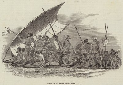 Balsa dos Ilhéus Gambier (gravura) de English School