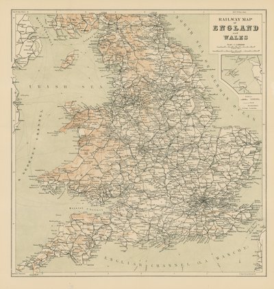 Mapa ferroviário da Inglaterra e do País de Gales de English School