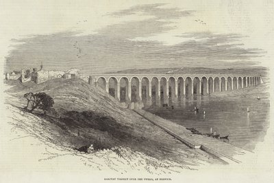 Viaduto ferroviário sobre o Tweed, em Berwick (gravura) de English School