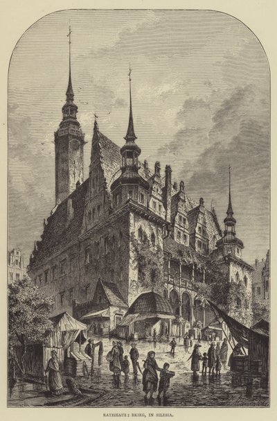 Câmara Municipal, Brieg, na Silésia (gravura) de English School