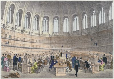 Sala de Leitura no Museu Britânico, Londres (gravura colorida) de English School