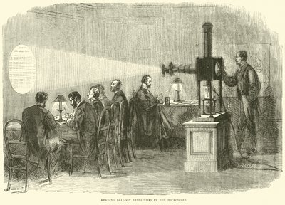 Envio de boletins pelo microscópio, outubro de 1870 de English School