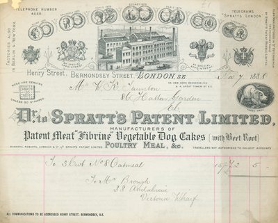 Recibo para o Dr. Spratts Patent Limited de English School