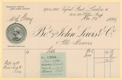 Recibo da John Lewis & Co., 14 de novembro de 1896 de English School