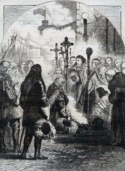 Recepção de James II em Dublin, publicada em &39;História Ilustrada de Cassell da Inglaterra, vol IV&39;, 1874 de English School