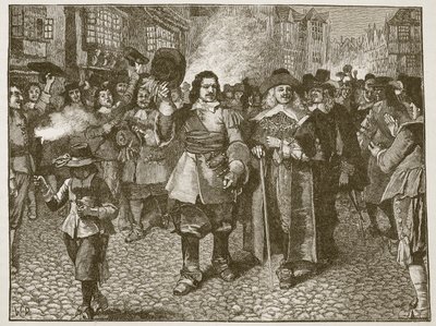 Recepção de Monck na cidade de Londres, ilustração da história ilustrada de Cassells da Inglaterra (foto sépia) de English School