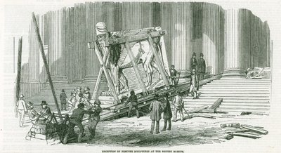 Receção das esculturas de Nínive no Museu Britânico (gravura) de English School