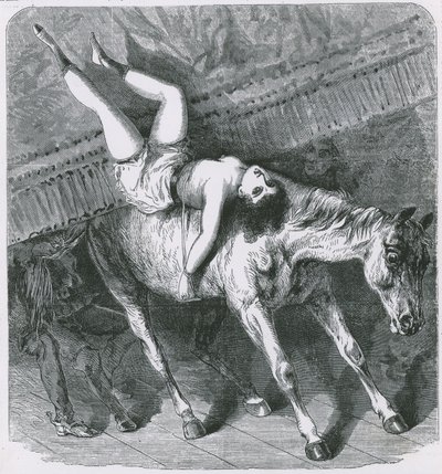 Lembranças do Astleys Theatre, em Londres, o cavalo de fogo selvagem se esquece de sua parte e a cortina infelizmente desce de English School