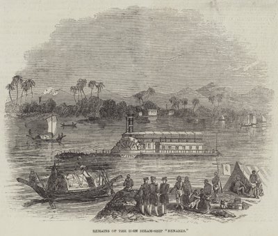 Restos do navio a vapor de ferro "Benares" (gravura) de English School