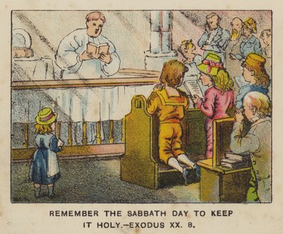 Lembre-se do Dia do Senhor para guardá-lo santo, Êxodo XX 8 (cor litho) de English School