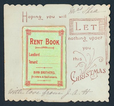 Livro de aluguel, cartão de Natal de English School