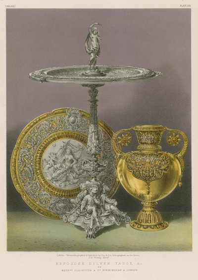 Repousse Silver Table etc por Srs. Elkington e Co, Birmingham e Londres de English School
