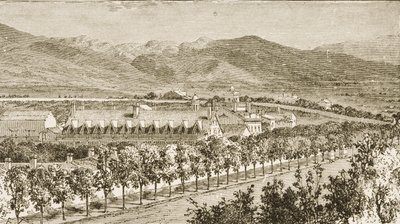 Residência de Brigham Young (1801-77), segundo presidente da Igreja Mórmon, Salt Lake City, Utah, de &39;American Pictures&39;, publicado pela The Religious Tract Society, 1876 de English School