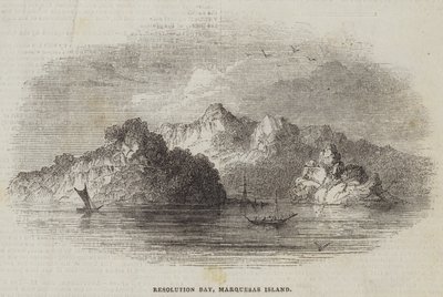 Resolution Bay, Ilha Marquesas (gravura) de English School