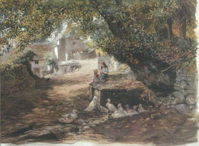 Descansando na sombra, c.1880 (aquarela sobre papel) de English School