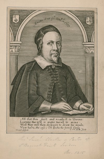 Reverendo Samuel Clarke, pastor de St Bennet Fink de English School