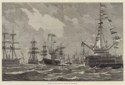 Revisão da Frota no Spithead pela Rainha (gravura) de English School