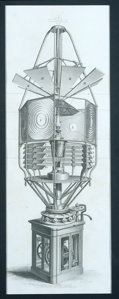Aparelho Dióptrico Giratório para um Farol, da Cyclopaedia of Useful Arts & Manufactures, editado por Charles Tomlinson, c.1880s de English School