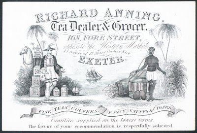 Richard Anning, comerciante de chá e merceeiro, cartão de comércio de English School