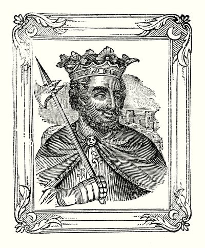 Richard I nasceu em 1157, foi coroado em 1189, e morreu em 1199 (gravura) de English School