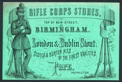 Rifle Corps Stores, cartão comercial para o proprietário, Pope de English School