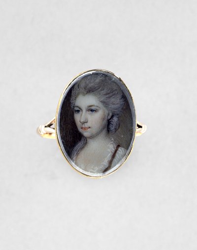 Anel com retrato de uma mulher, c.1780-90 (aquarela em marfim de English School