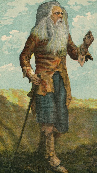 Rip Van Winkle (litografia a cores) de English School