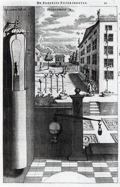 Robert Boyles projeta e ideias para a bomba de vácuo publicada em 1669 de English School