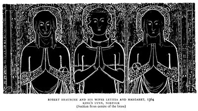 Robert Braunche e as suas esposas Letitia e Margaret de English School