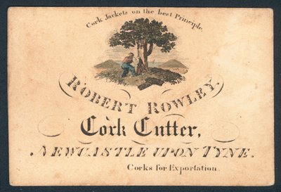 Robert Rowley, cortador de cortiça, cartão comercial de English School