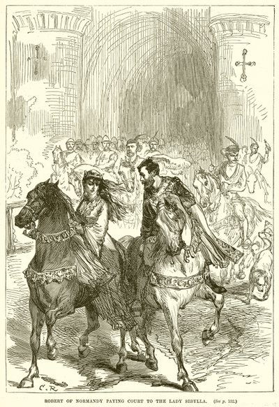 Robert da Normandia pagando a corte à senhora Sibylla de English School