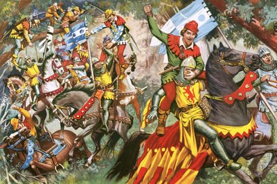 Robin Hood atacando soldados normandos de English School