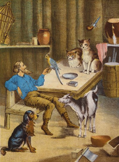 Robinson Crusoé (litografia a cores) de English School