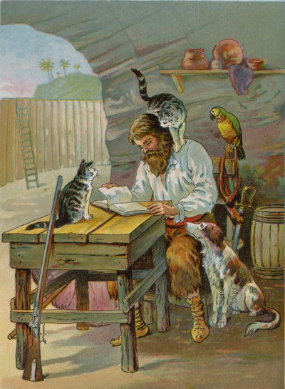 Robinson Crusoe em casa no castelo de English School