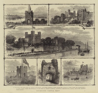 Castelo de Rochester, Kent (gravura) de English School