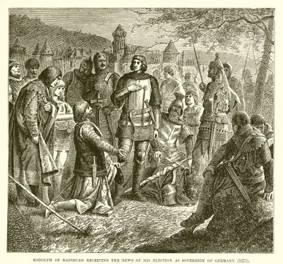 Rodolph de Habsburgo recebendo a notícia de sua eleição como soberano da Alemanha (1273) de English School