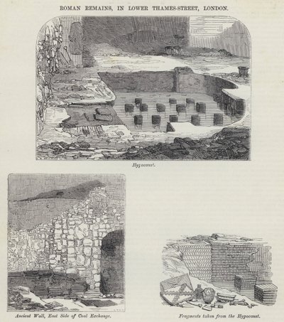 Roman Remains, em Lower Thames-Street, Londres (gravura) de English School